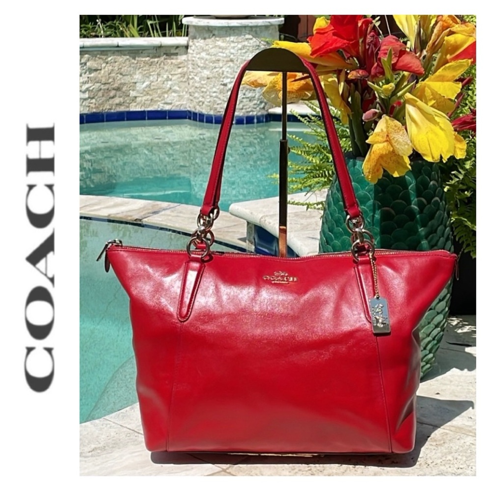 Coach New York Ava Red Leather Shoulder/Tote w/Gold Toned Hardware #L1880-68406E